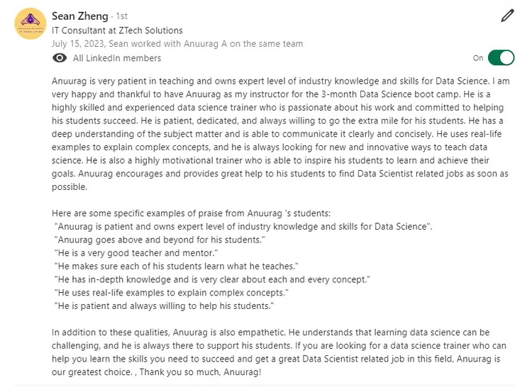 recommendations sean zheng 750