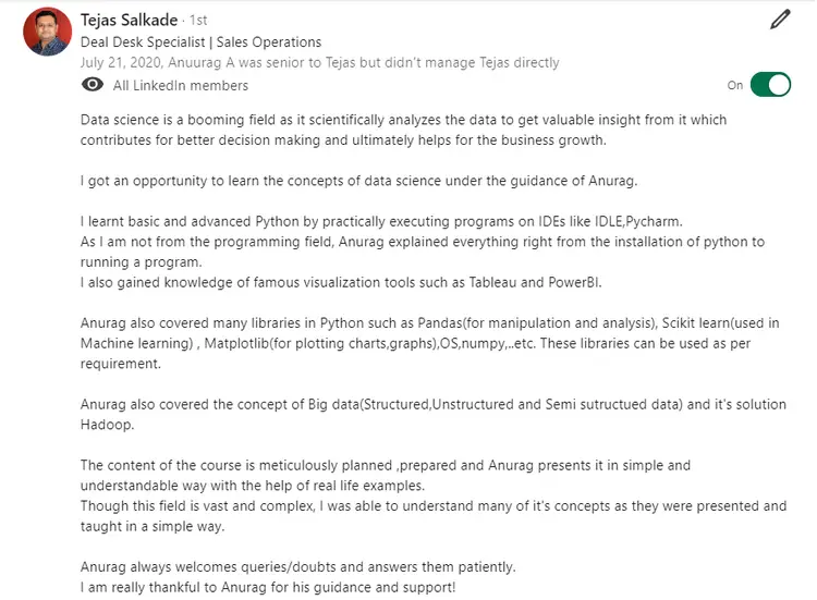 recommendations tejas salkade 750